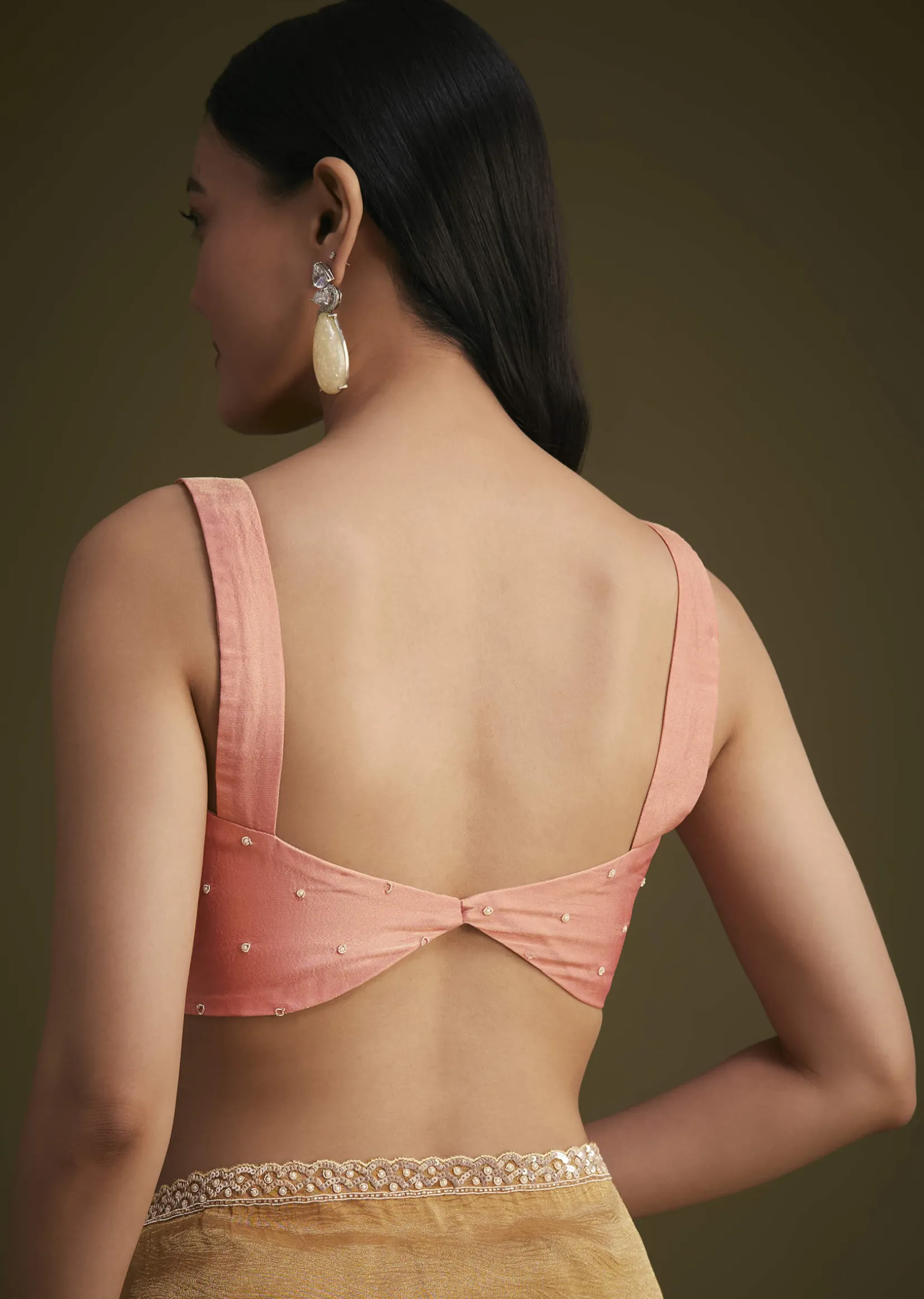 Ochre Yellow Triple Tone Tissue Saree