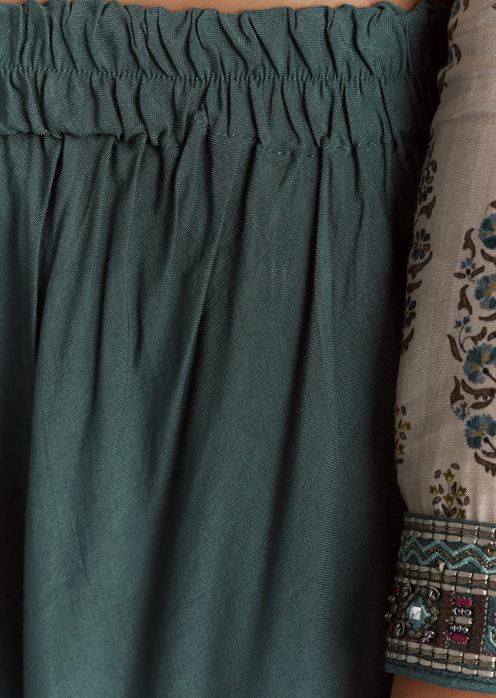 Off White Blue Printed Muslin Anarkali With Dupatta