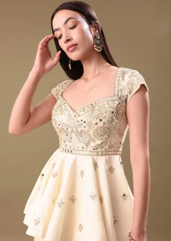 Off White Dhoti With Embroidered Top