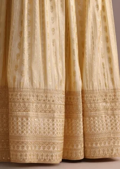 Off White Embroidered Croptop With Banarasi Weave Palazzo And Choker Dupatta