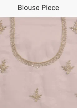 Off White Glass Tissue Saree With Embroidered Scallop Border