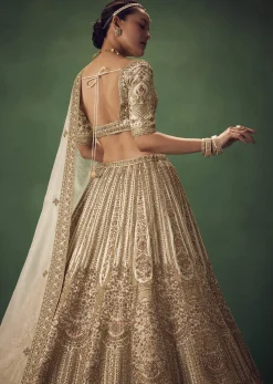 Off White Hand Embroidered Lehenga Set