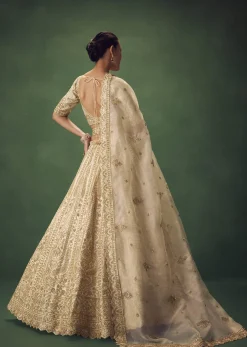 Off White Lehenga Set With Zari And Sequins Work
