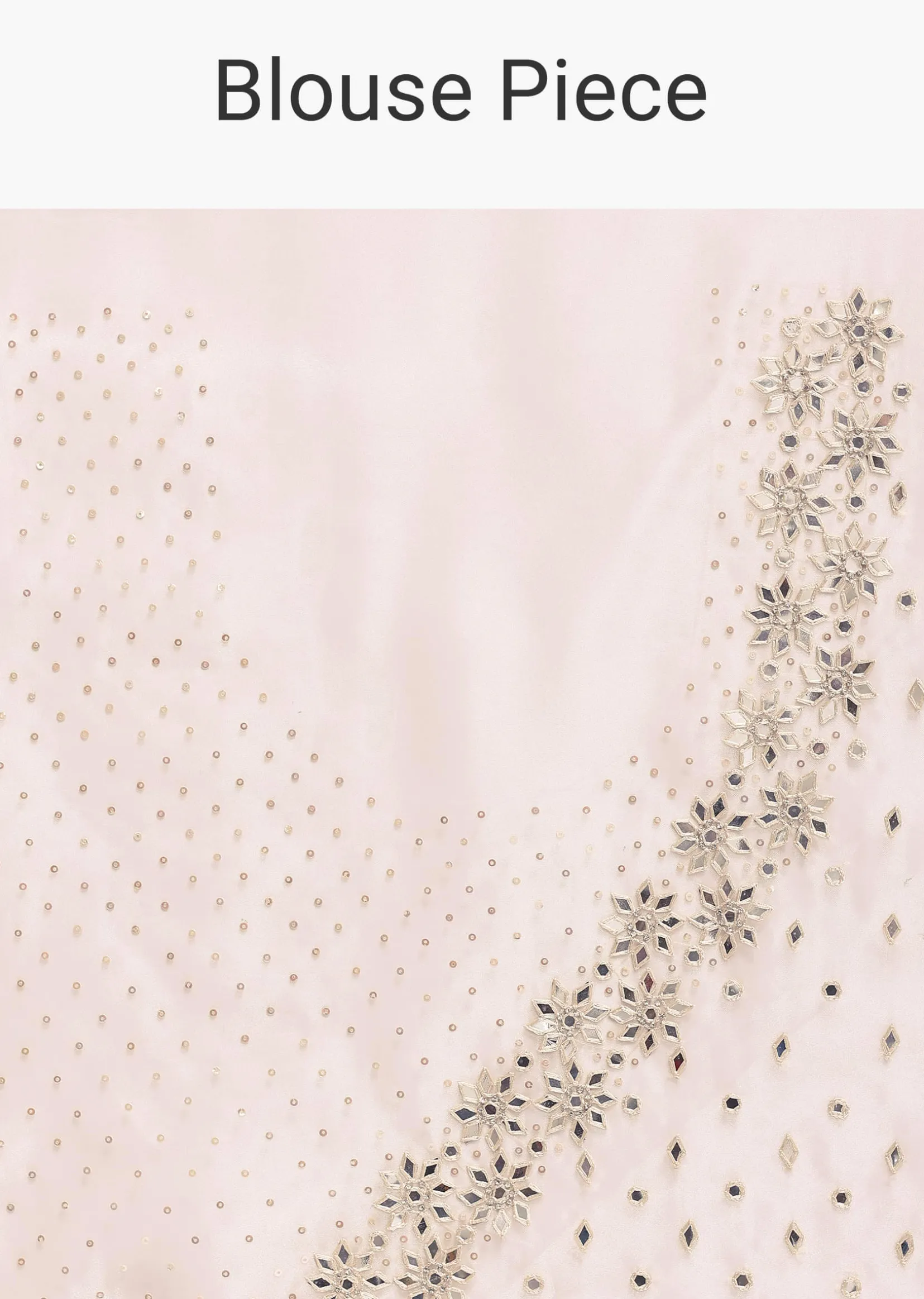 Off White Organza Saree In Sequins With Unstitched Blouse