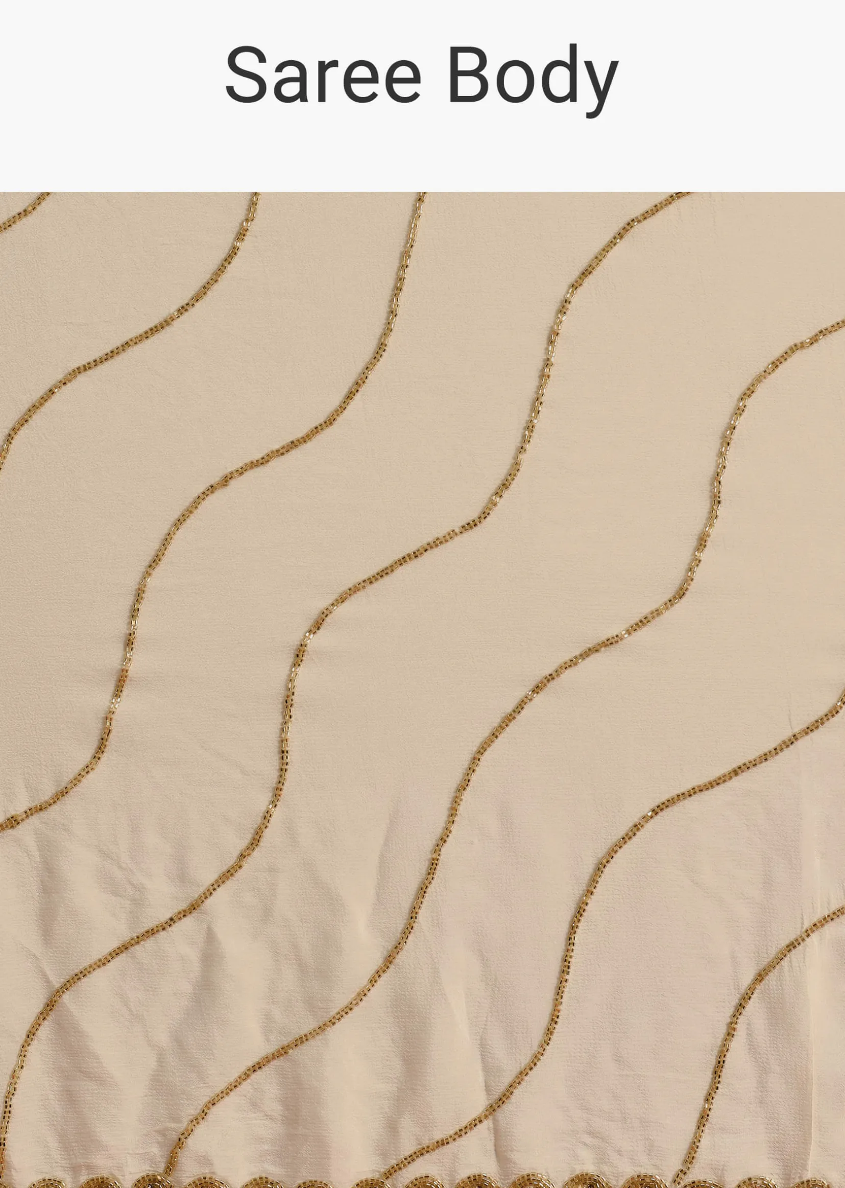 Off White Saree In Chinnon With Cutdana Embroidery