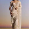 Off White Tissue Saree With Cutdana Floral Embroidery