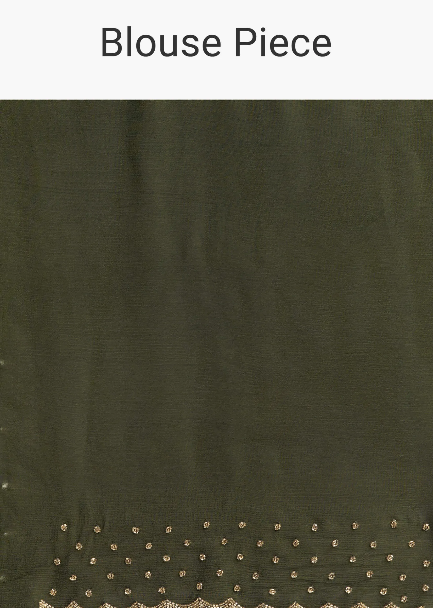 Olive Green Embroidered Chinon Saree With Scallop Border