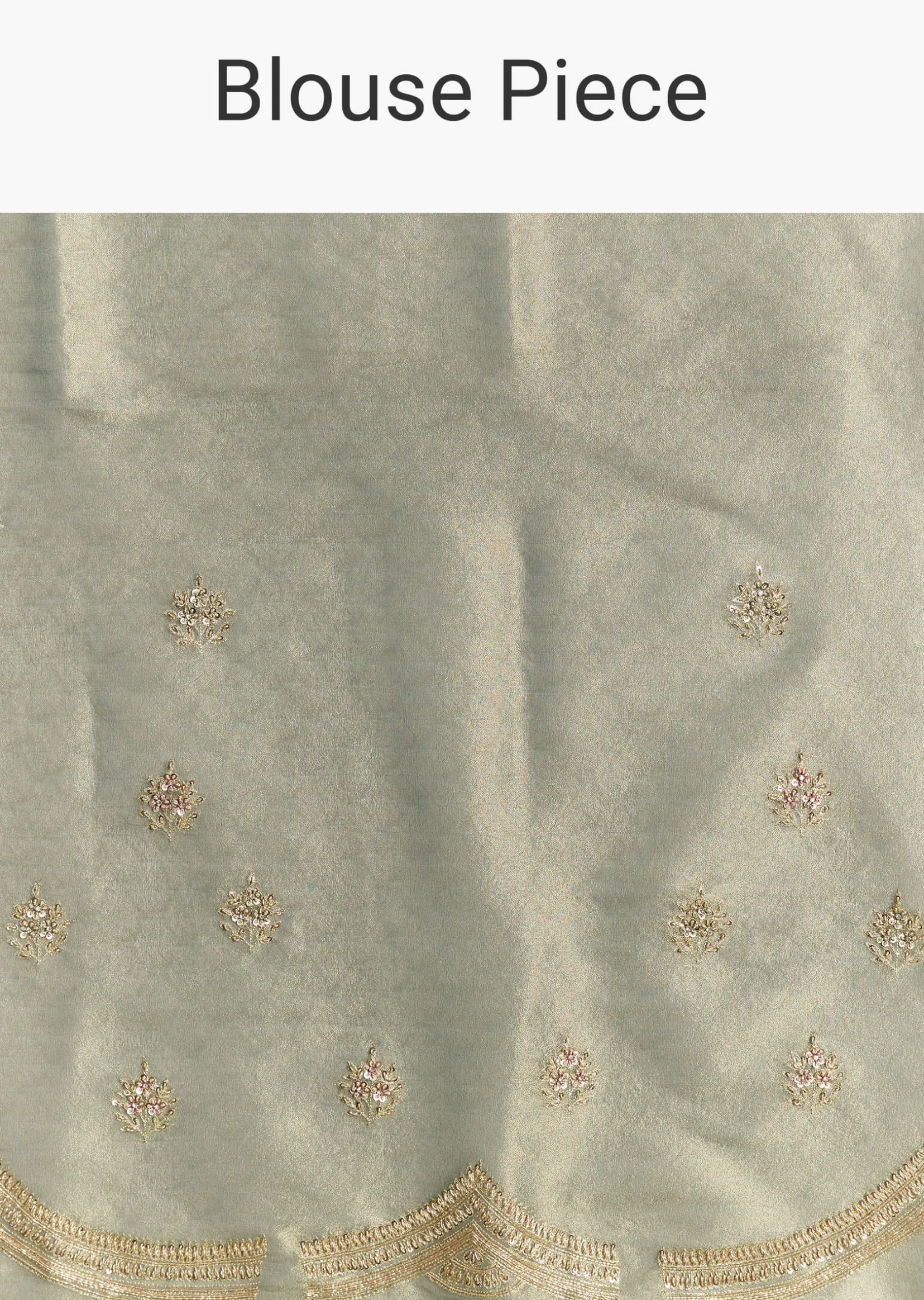 Olive Green Tissue Saree With Zardosi And Sequin Embroidery