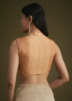 Ombre Orange Jacquard Saree With Cutdana And Stone Embroidery