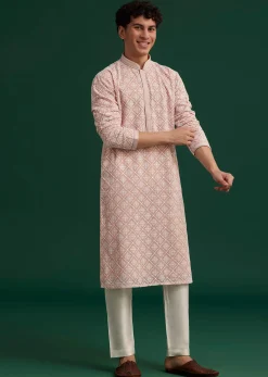 Onion Pink Georgette Embroidered Kurta Set