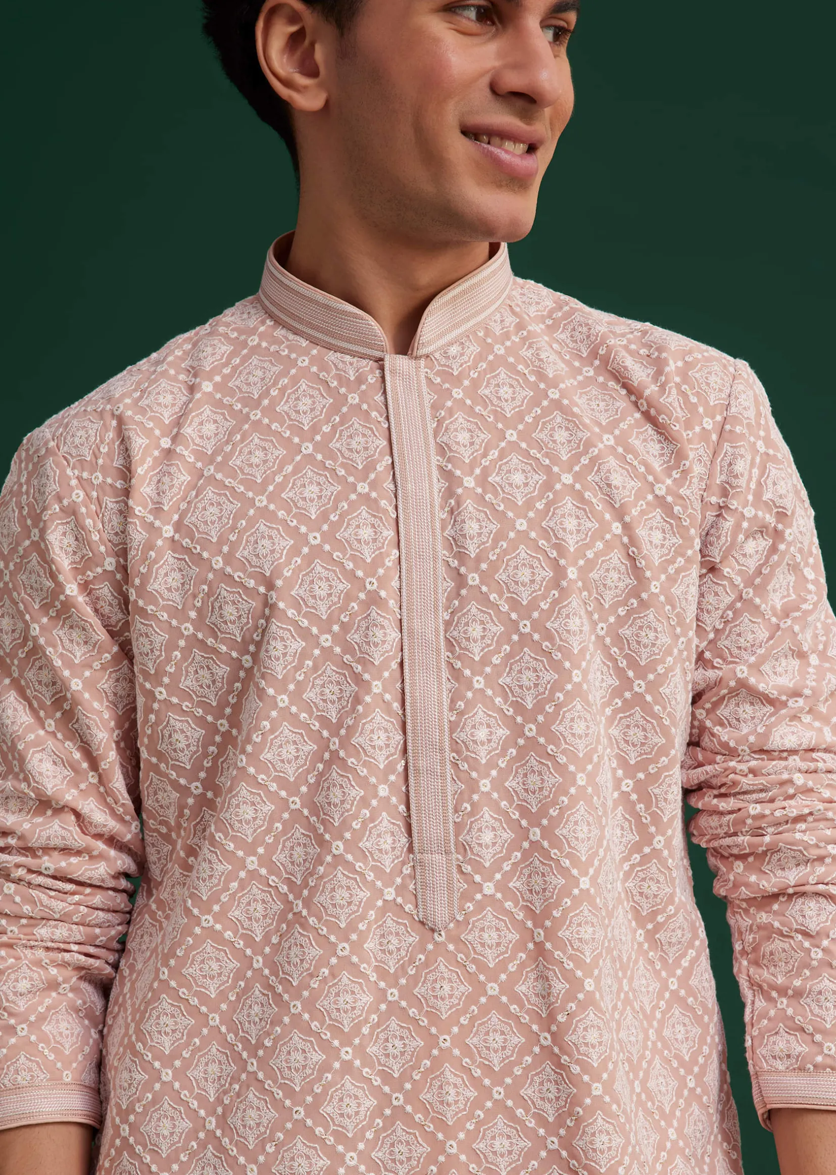 Onion Pink Georgette Embroidered Kurta Set