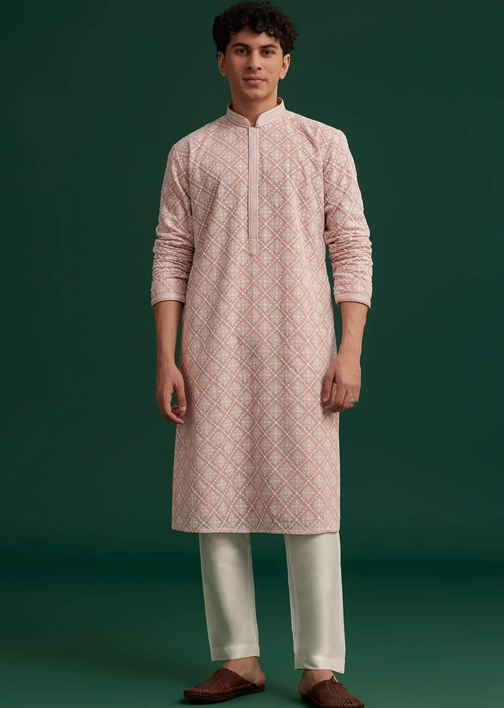 Onion Pink Georgette Embroidered Kurta Set