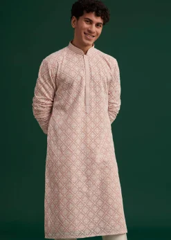 Onion Pink Georgette Embroidered Kurta Set