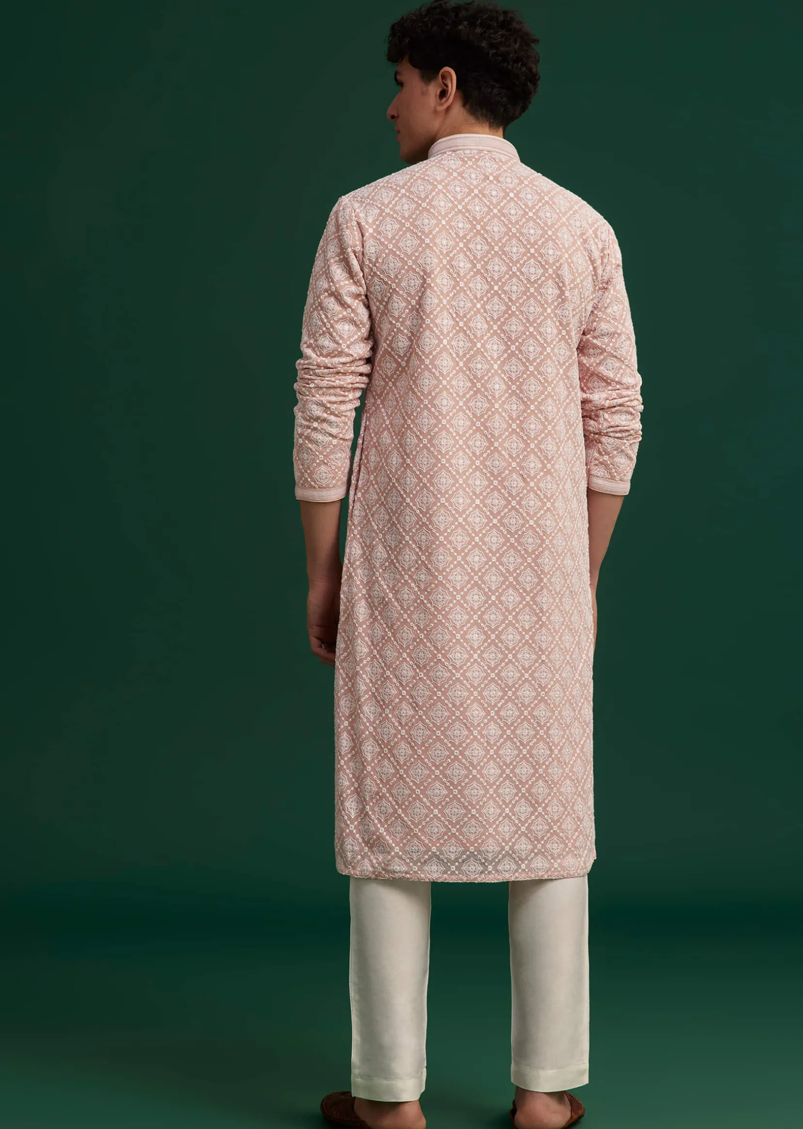 Onion Pink Georgette Embroidered Kurta Set