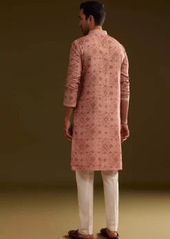 Onion Pink Kurta Set with Geometric Print