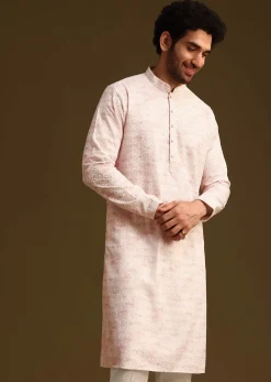 Onion Silk Schiffli Work Kurta And Pant