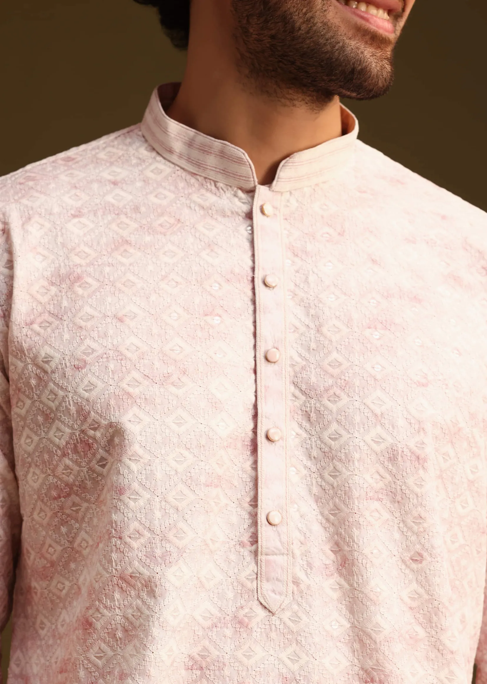 Onion Silk Schiffli Work Kurta And Pant