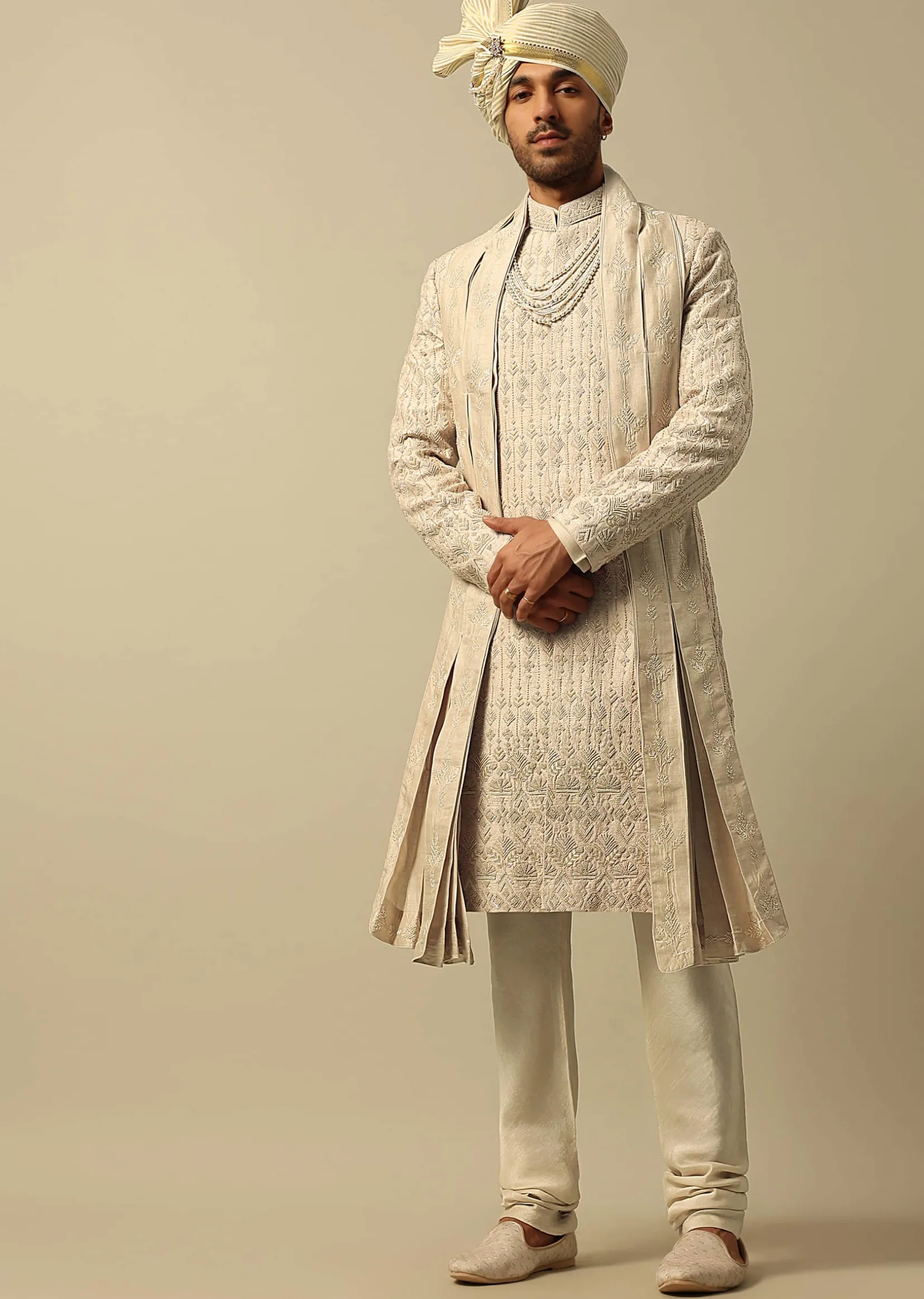 Opulent Gold Embroidered Sherwani Set
