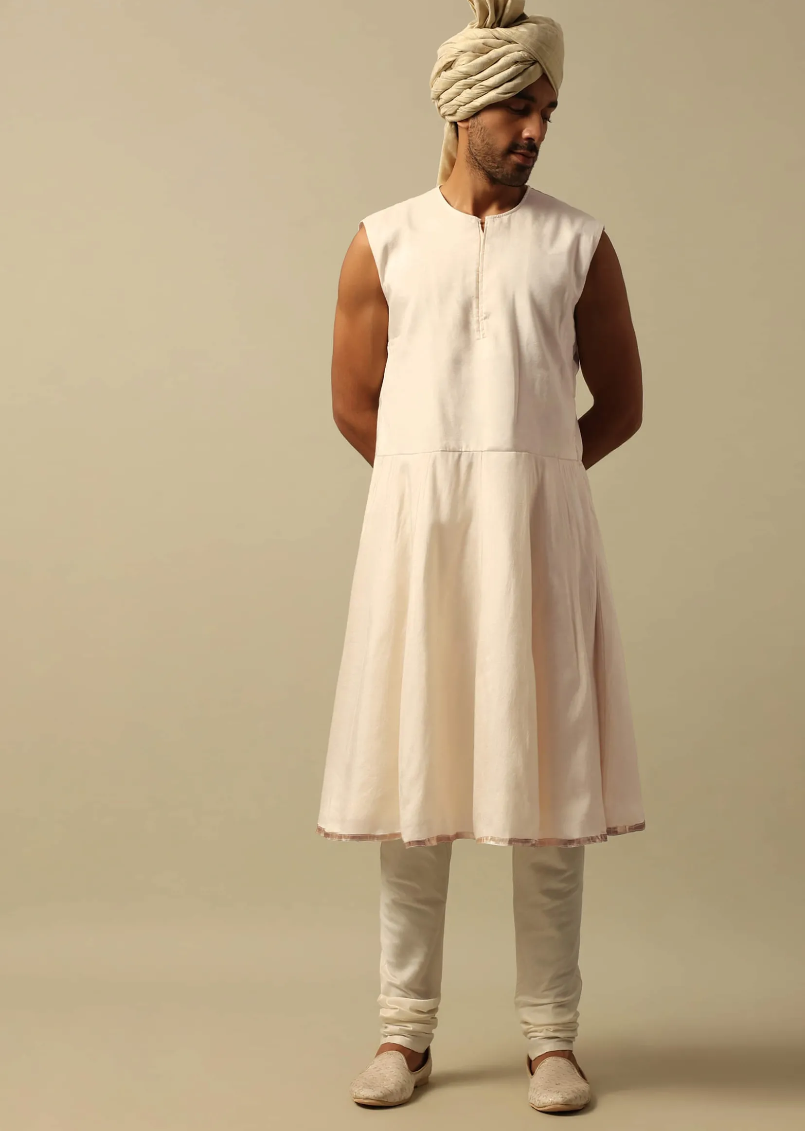 Opulent White Raw Silk Sherwani