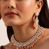 Orange And Gold Kundan Choker Set In Mix Metal