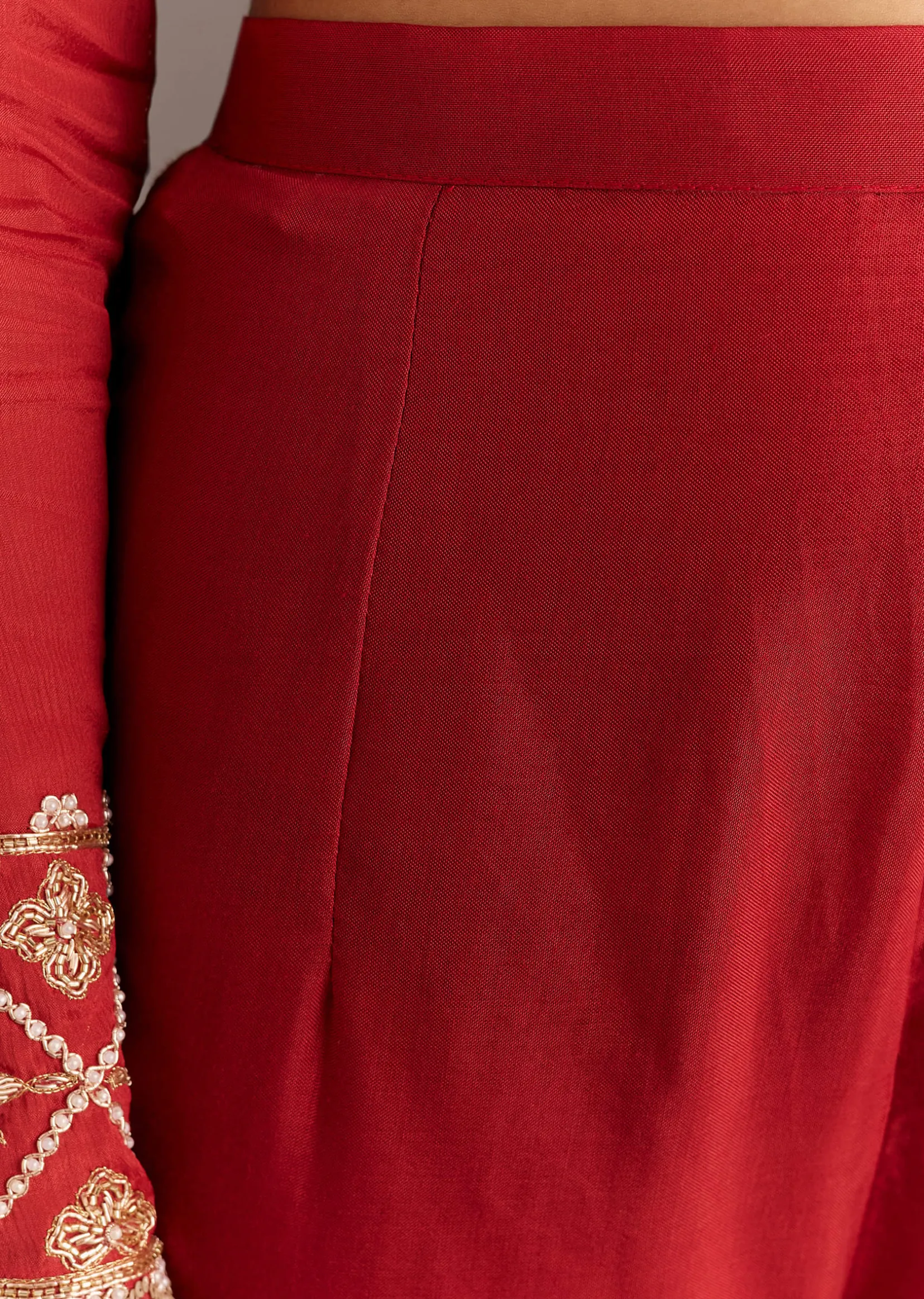 Orange Chinon Zardosi Moti Work Anarkali Dupatta Set