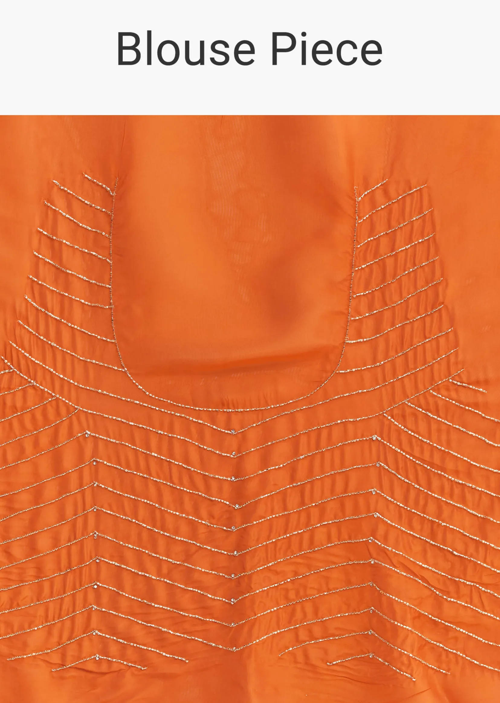 Orange Organza Saree With Zigzag Sequins And Cut Dana Embroidery