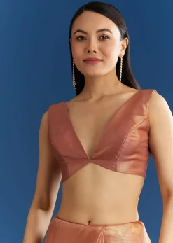 Orange Organza Tissue Saree With Sparkling Scallop Border