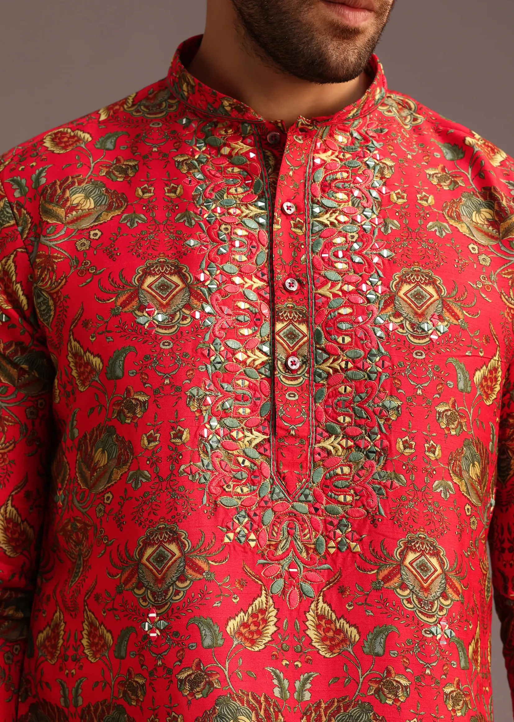 Orange Raw Silk Kurta Wth Pant