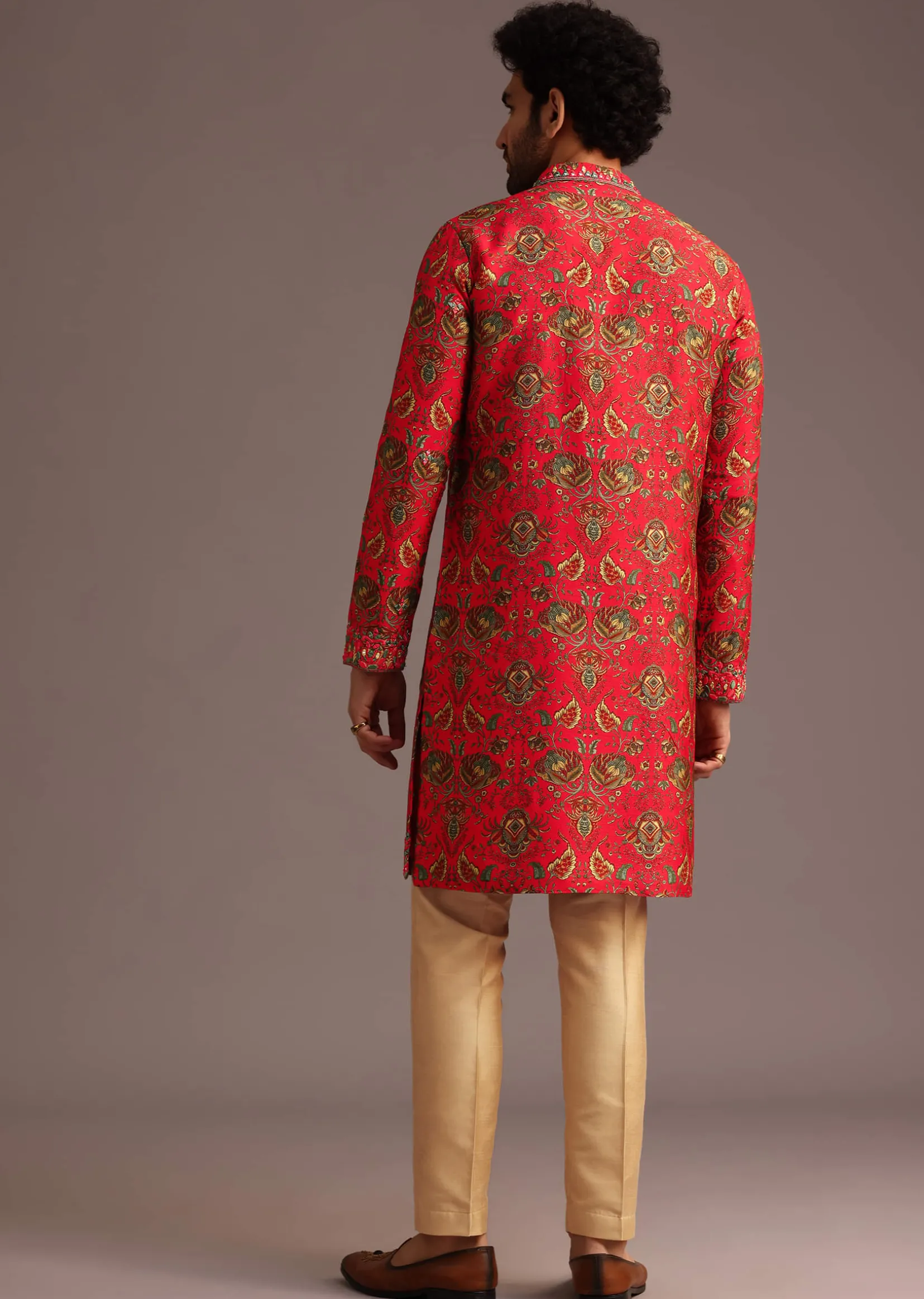 Orange Raw Silk Kurta Wth Pant
