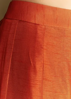 Orange Silk Crop Top Set With Thread And Sequin Jacket