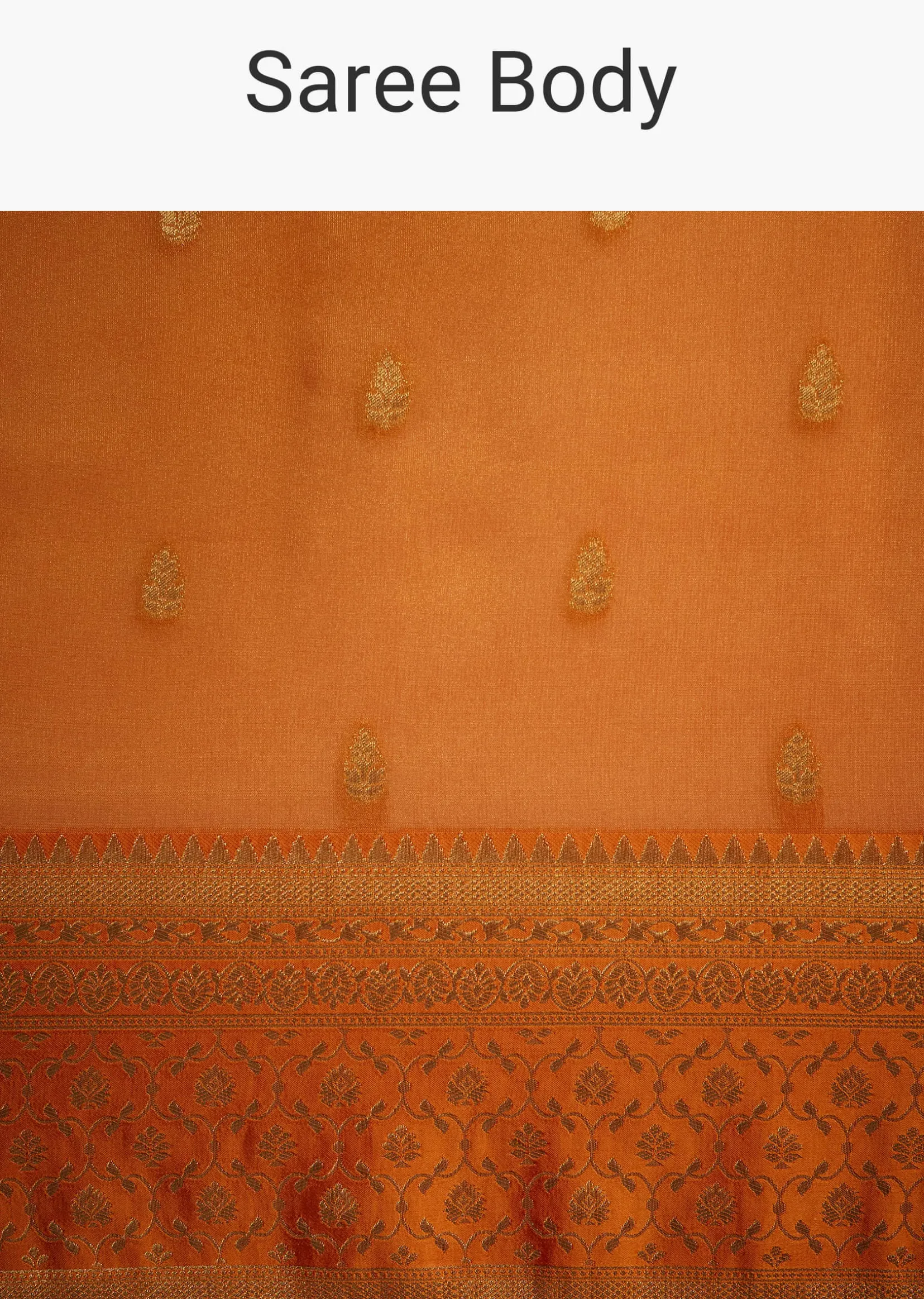 Orange Tissue Silk Saree With Zari Border And Butti Work