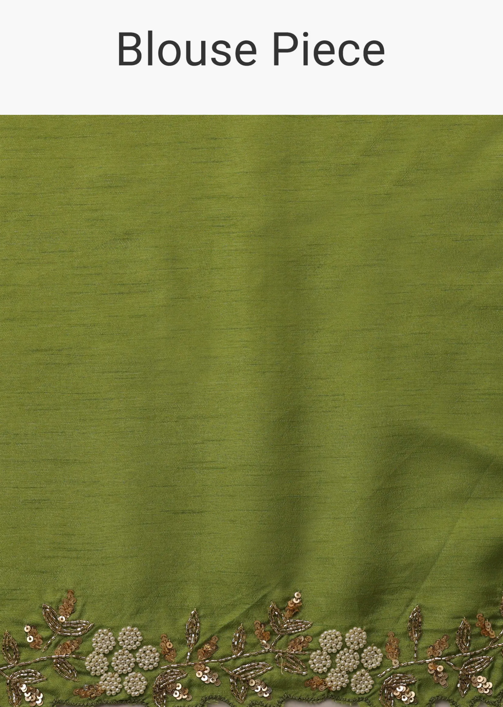 Parrot Green Cutdana Embroidered Saree In Organza With Floral Print