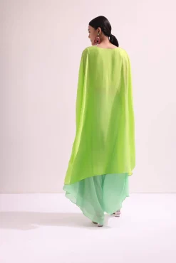 Parrot Green Embroidered Kurta Palazzo Set