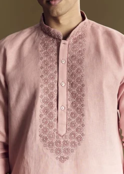 Pastel Pink Linen Kurta Set