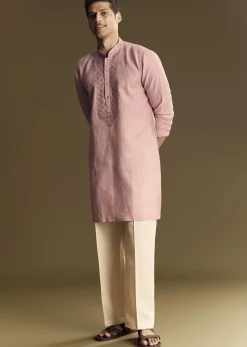 Pastel Pink Linen Kurta Set