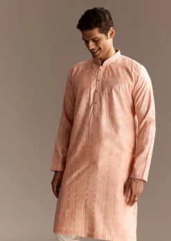 Peach Chanderi Kurta Set