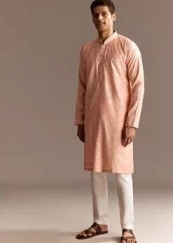 Peach Chanderi Kurta Set