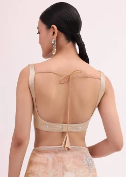 Peach Chanderi Saree With Unstitched Blouse