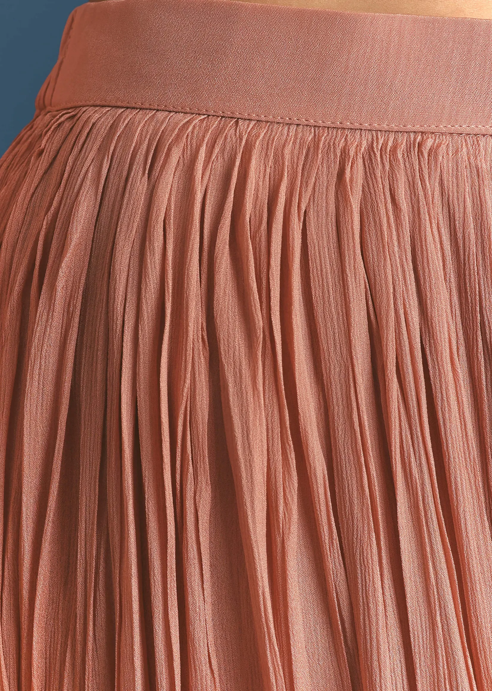 Peach Chinon Ombre Kurta Palazzo Suit With Sequins Threadwork