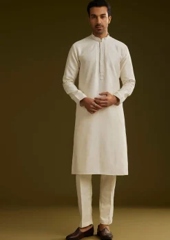 Peach Cotton Silk Kurta Set With Aari Work Jacket