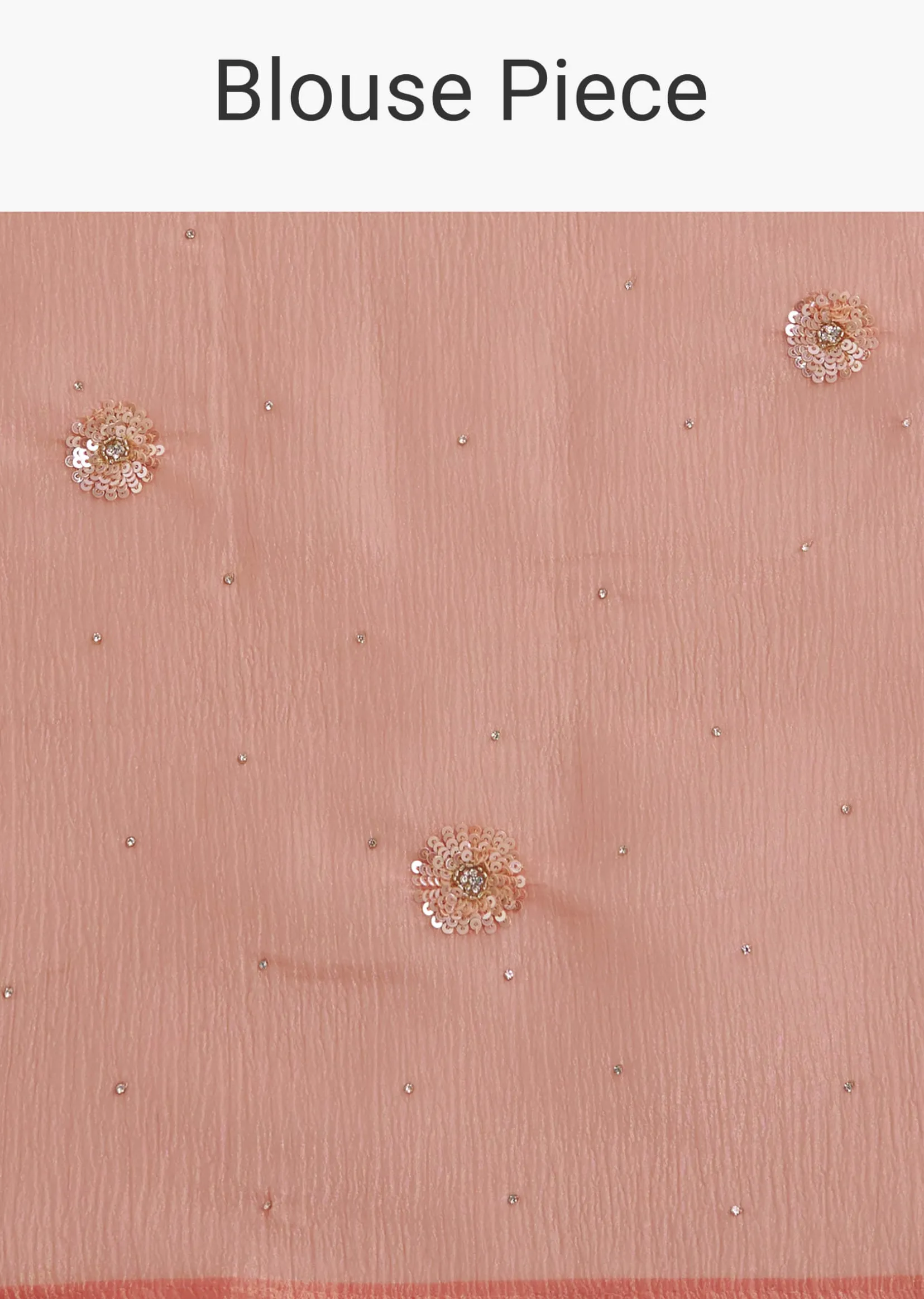 Peach Crushed Tissue Saree With Cutdana And Sequins Embroidery