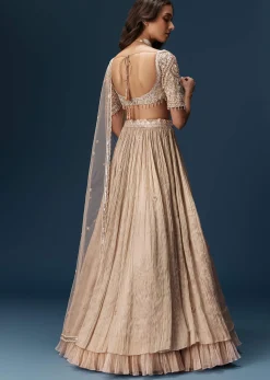 Peach Embroidered Bridesmaid Lehenga With Dupatta