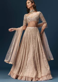 Peach Embroidered Bridesmaid Lehenga With Dupatta