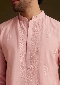 Peach Embroidered Kurta Set