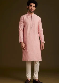 Peach Embroidered Kurta Set