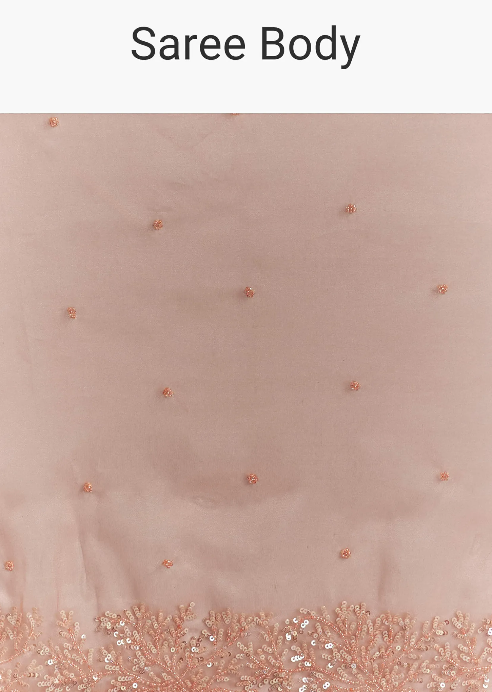 Peach Embroidered Organza Saree With Cutwork Scallop Border