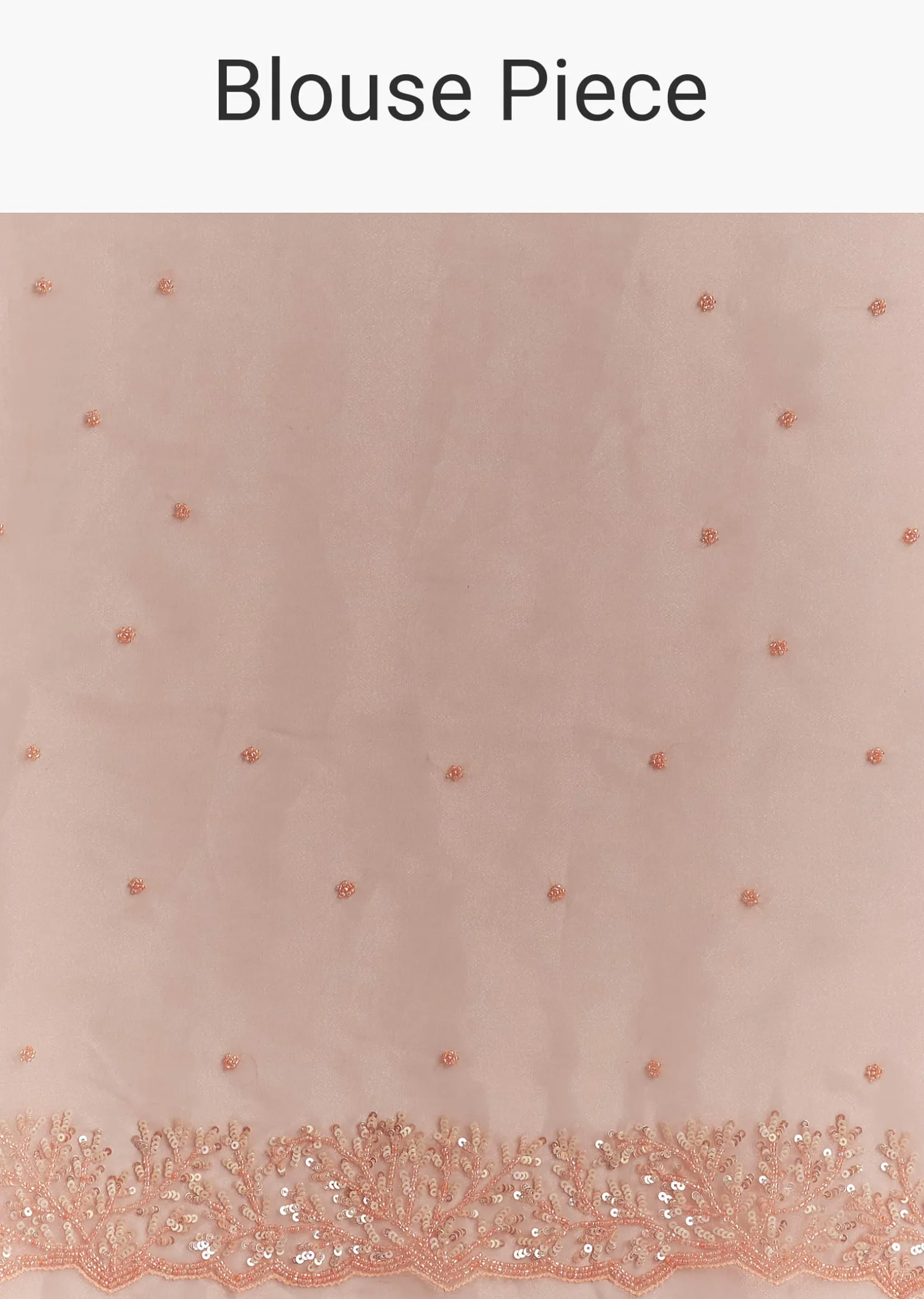 Peach Embroidered Organza Saree With Cutwork Scallop Border