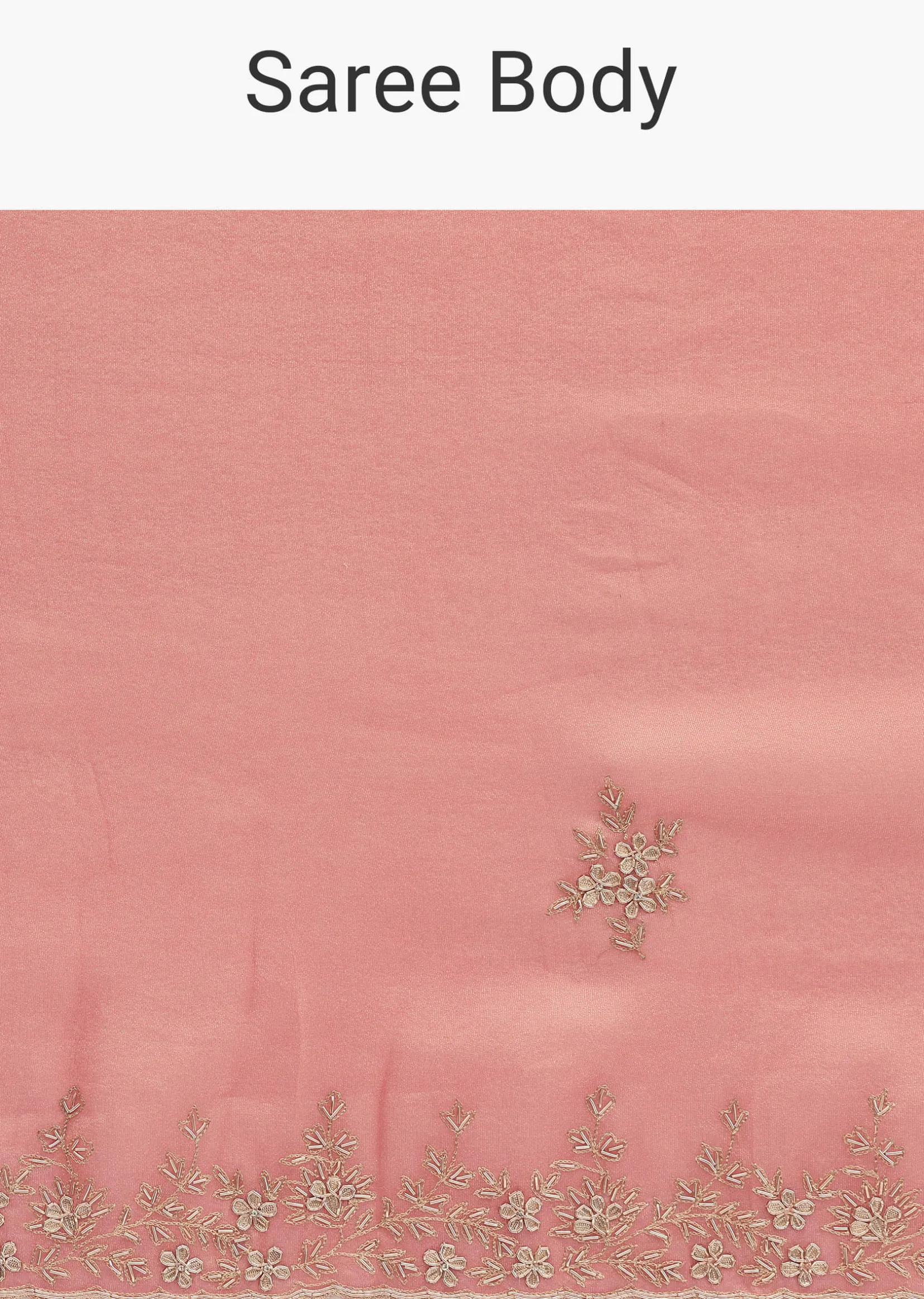 Peach Embroidered Tissue Saree With Unstitched Blouse