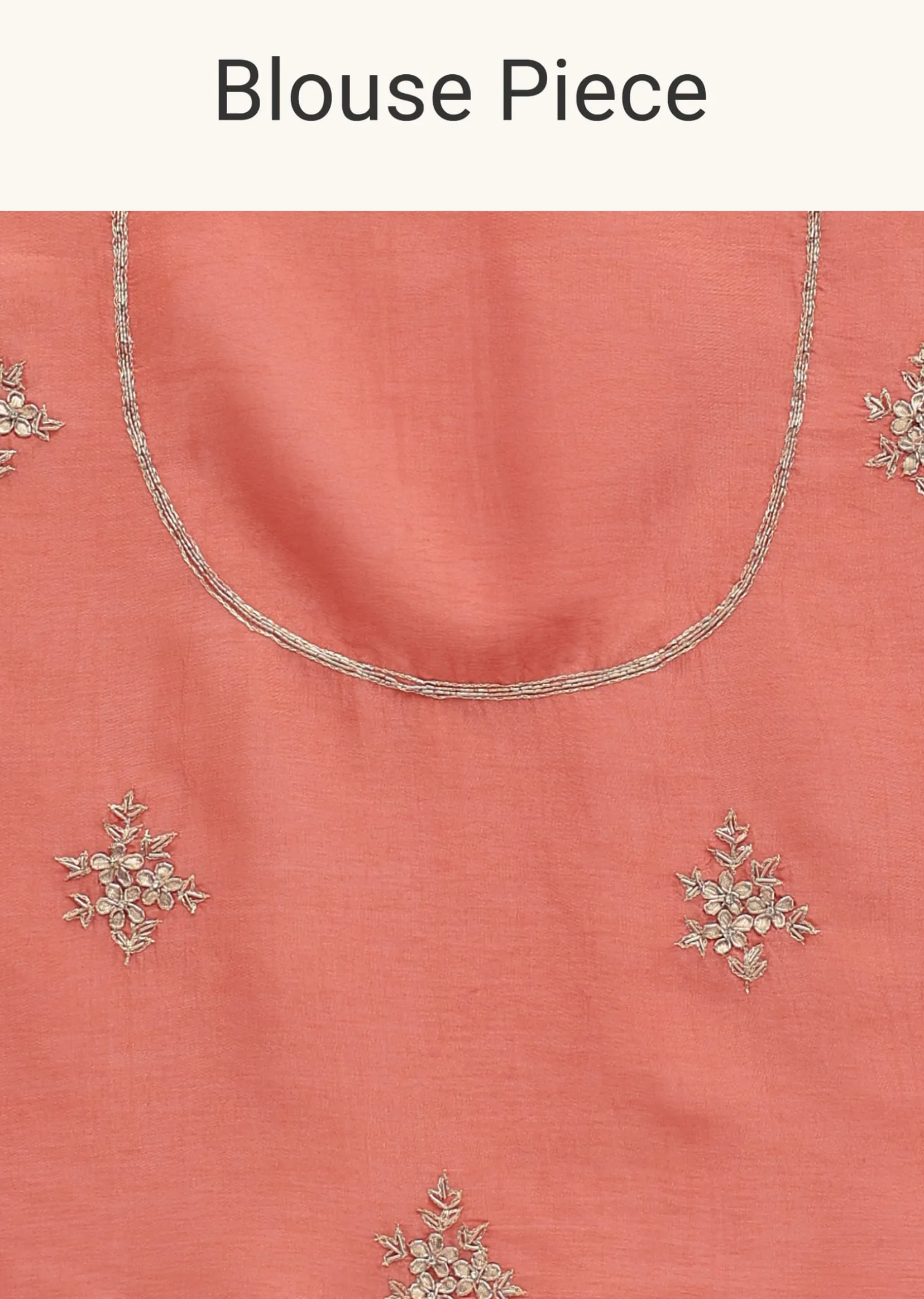 Peach Embroidered Tissue Saree With Unstitched Blouse