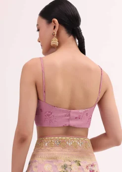 Peach Floral Georgette Saree With Unstitched Blouse